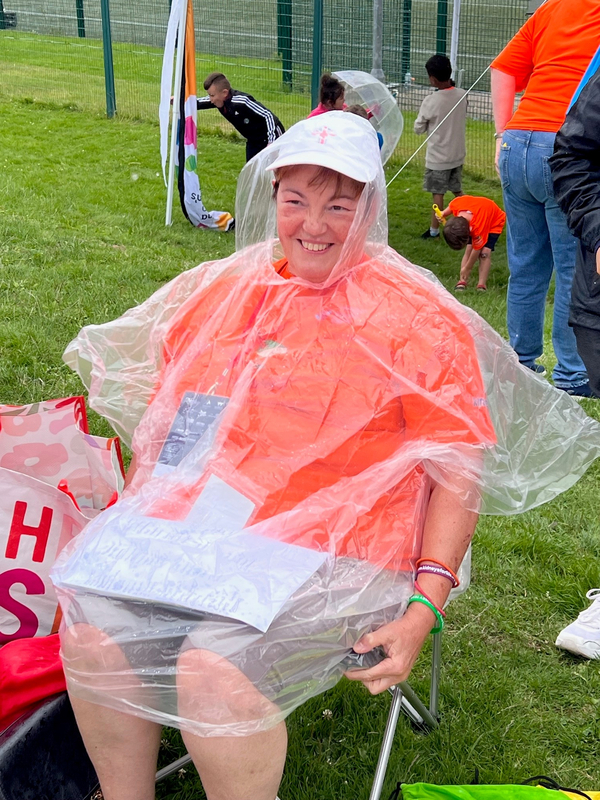Kim in the rain